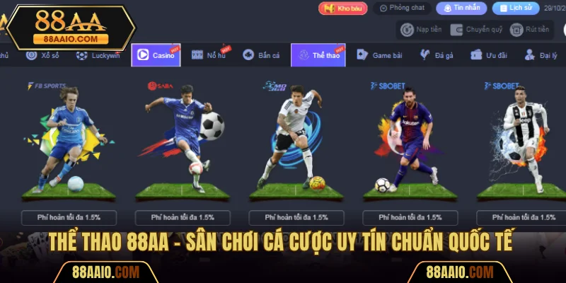 Sảnh thể thao hiện đại, giao diện mượt mà, cược chuẩn quốc tế